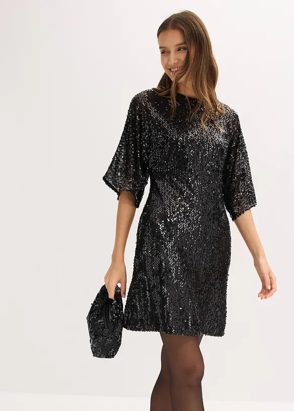 Robe à sequins et détail nœud, bonprix