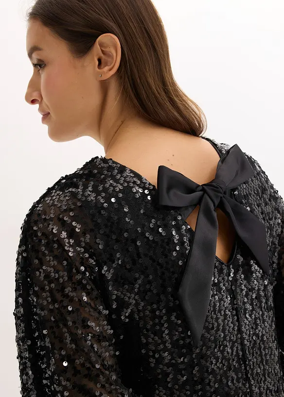 Robe à sequins et détail nœud, bonprix