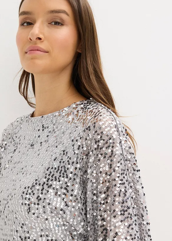 Robe à sequins et détail nœud, bonprix