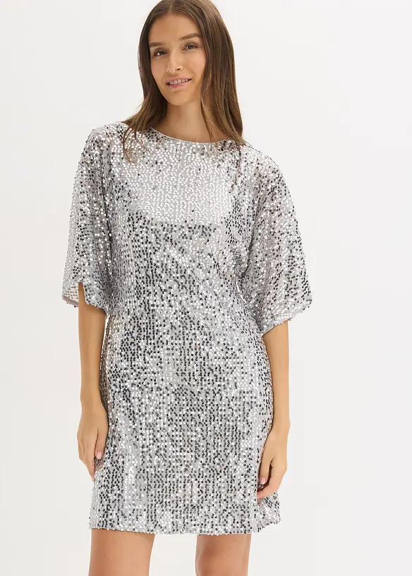 Robe à sequins et détail nœud, bonprix