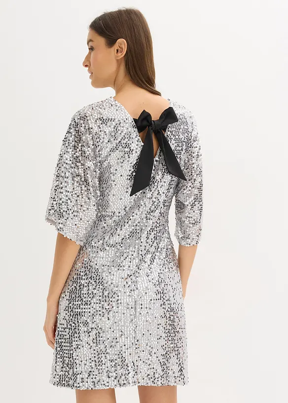 Robe à sequins et détail nœud, bonprix