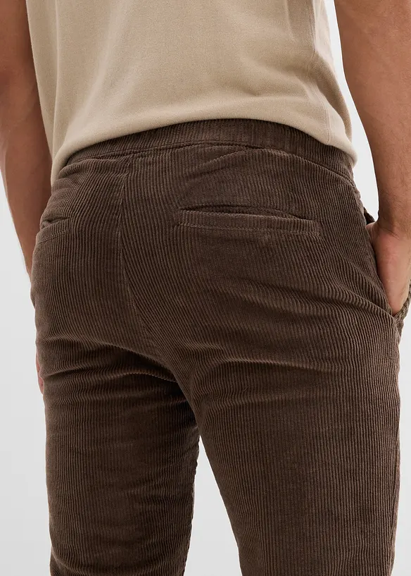 Pantalon jogger regular en velours côtelé, doublure chaude en flanelle, droit, bonprix