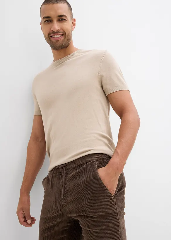 Pantalon jogger regular en velours côtelé, doublure chaude en flanelle, droit, bonprix