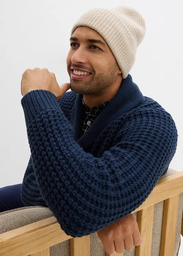 Pull en grosse maille à col châle, texture gaufrée, bonprix