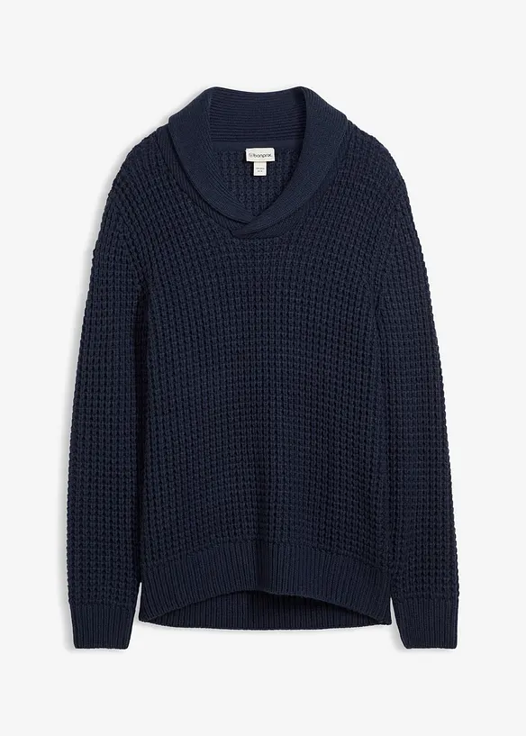 Pull en grosse maille à col châle, texture gaufrée, bonprix