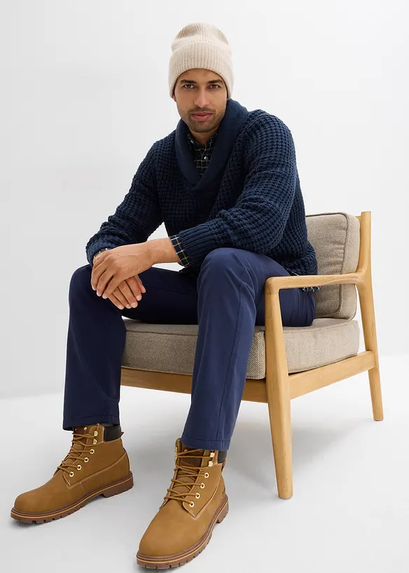 Pull en grosse maille à col châle, texture gaufrée, bonprix