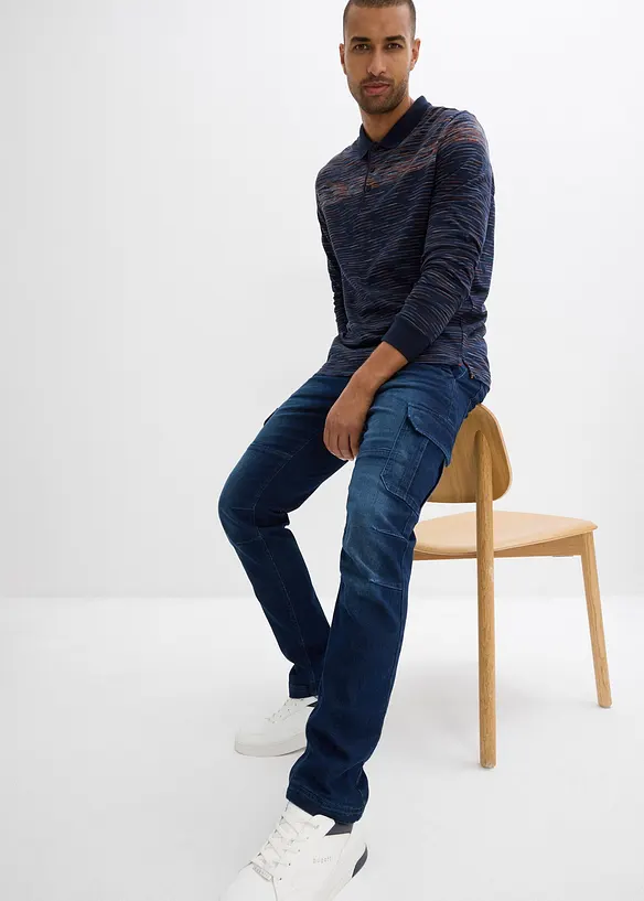 Jean cargo avec doublure thermique en flanelle et taille élastiquée, droit, bonprix