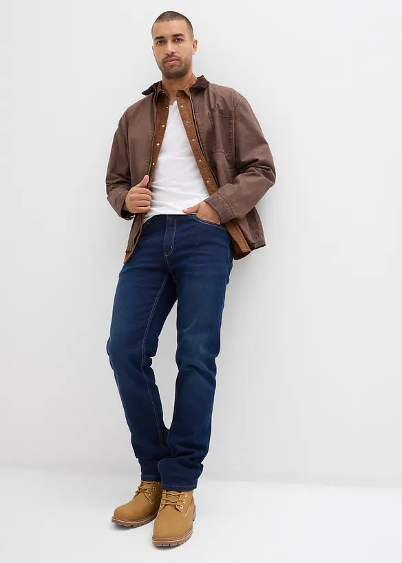 Jean regular extensible avec doublure chaude en jersey et taille élastiquée, droit, bonprix