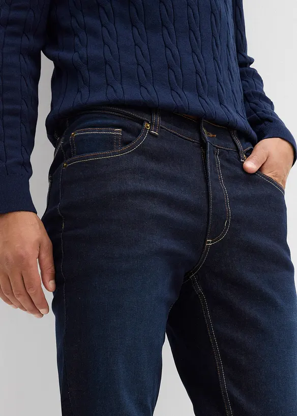 Jean regular extensible avec doublure chaude en jersey et taille élastiquée, droit, bonprix