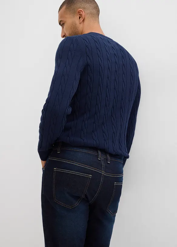 Jean regular extensible avec doublure chaude en jersey et taille élastiquée, droit, bonprix