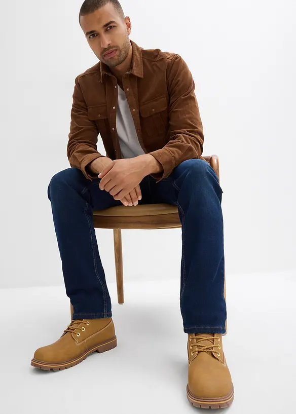 Jean regular extensible avec doublure chaude en jersey et taille élastiquée, droit, bonprix