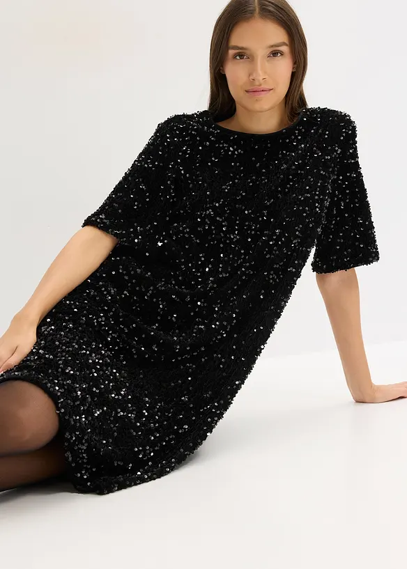 Robe courte à sequins, bonprix