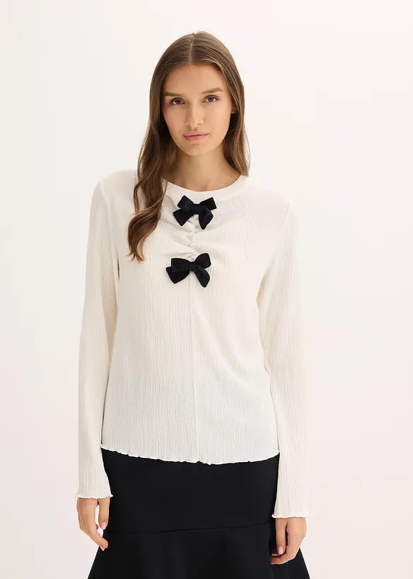 T-shirt manches longues en crêpe texturé, bonprix