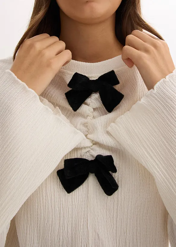 T-shirt manches longues en crêpe texturé, bonprix