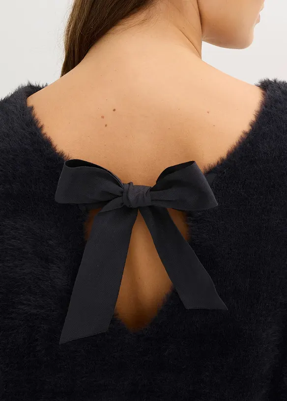 Pull long en maille poilue douce, bonprix