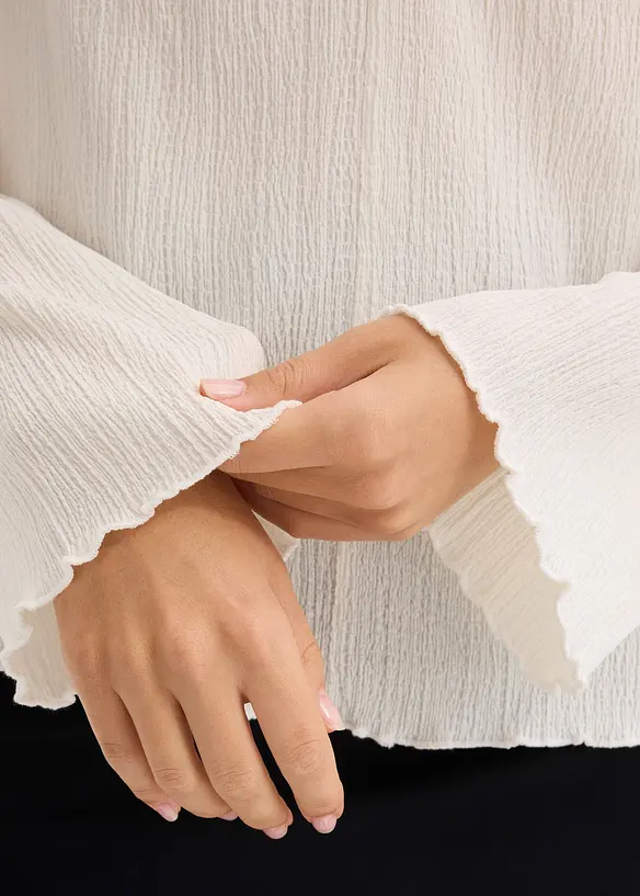 T-shirt manches longues en crêpe texturé, bonprix