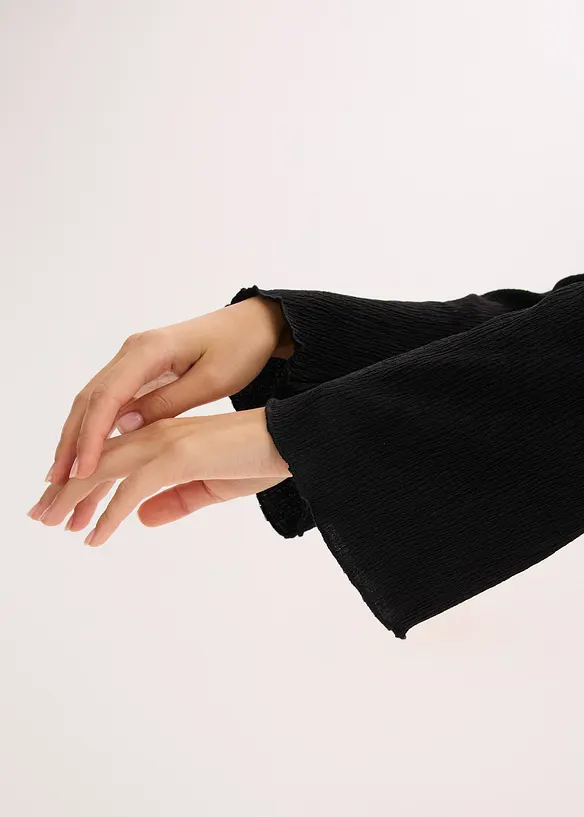 T-shirt manches longues en crêpe texturé, bonprix