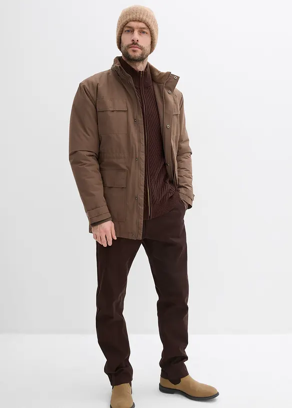 Parka rembourr&eacute;e avec doublure polaire et capuche amovible, bonprix