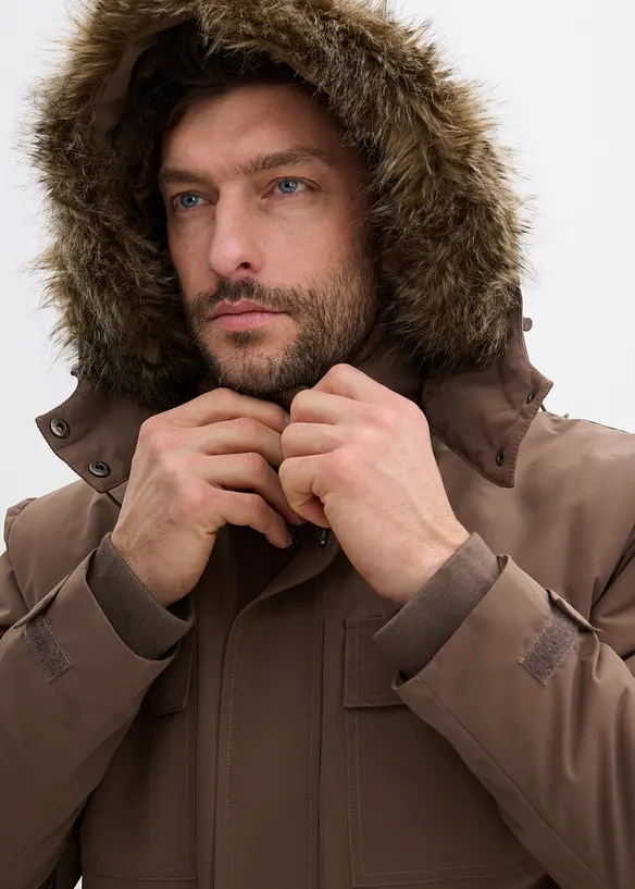 Parka rembourr&eacute;e avec doublure polaire et capuche amovible, bonprix