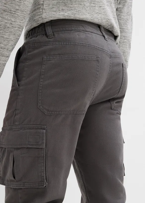 Pantalon cargo et loose à doublure chaude en flanelle et taille élastiquée, droit, bonprix