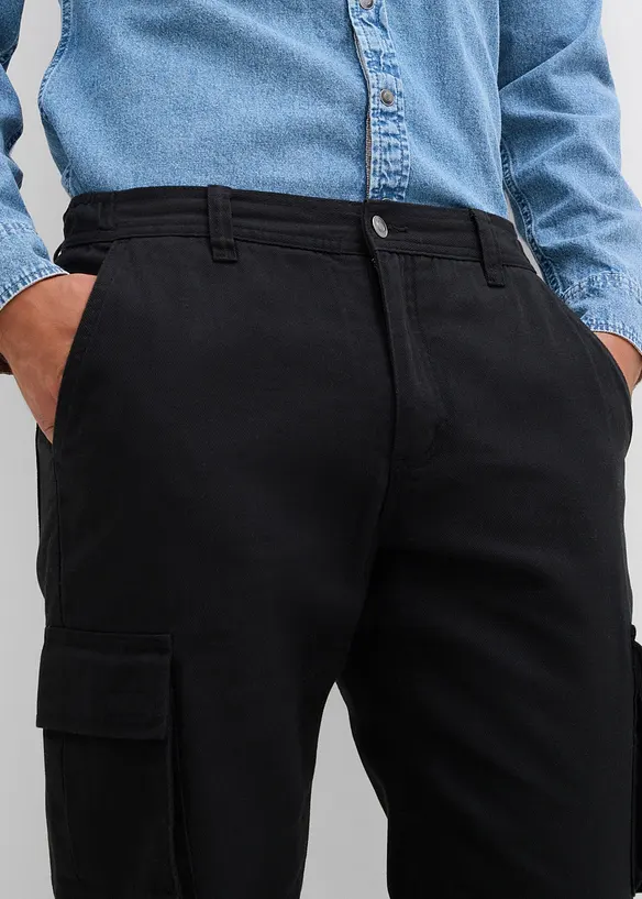 Pantalon cargo et loose à doublure chaude en flanelle et taille élastiquée, droit, bonprix