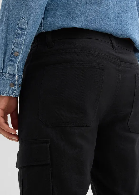 Pantalon cargo et loose à doublure chaude en flanelle et taille élastiquée, droit, bonprix