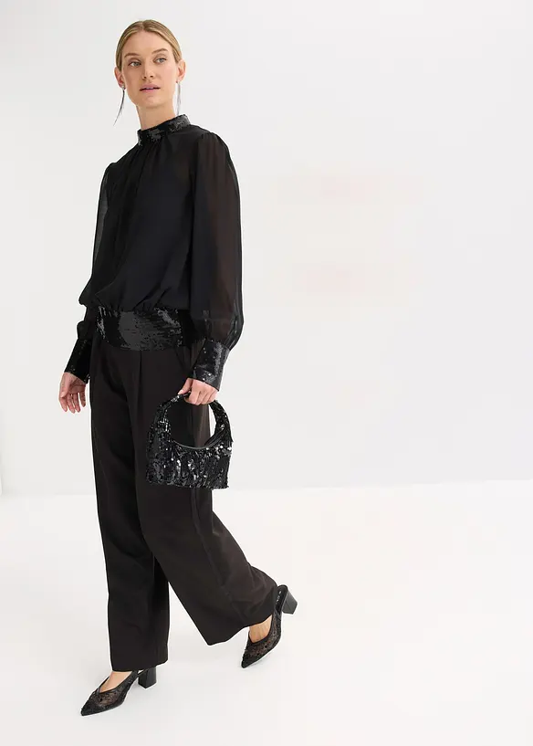 Blouse en tulle fin avec empiècements à sequins, bonprix