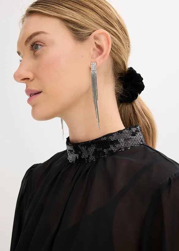 Blouse en tulle fin avec empiècements à sequins, bonprix