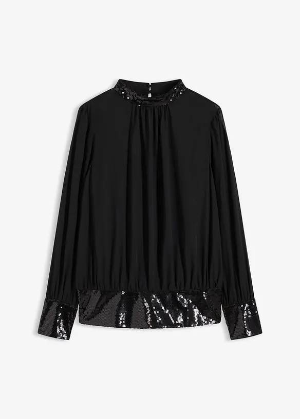 Blouse en tulle fin avec empiècements à sequins, bonprix