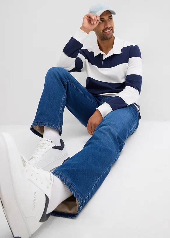 Jean extensible loose, taille élastiquée, doublure chaude, droit, bonprix