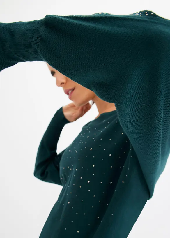 Pull en fine maille avec strass, bonprix