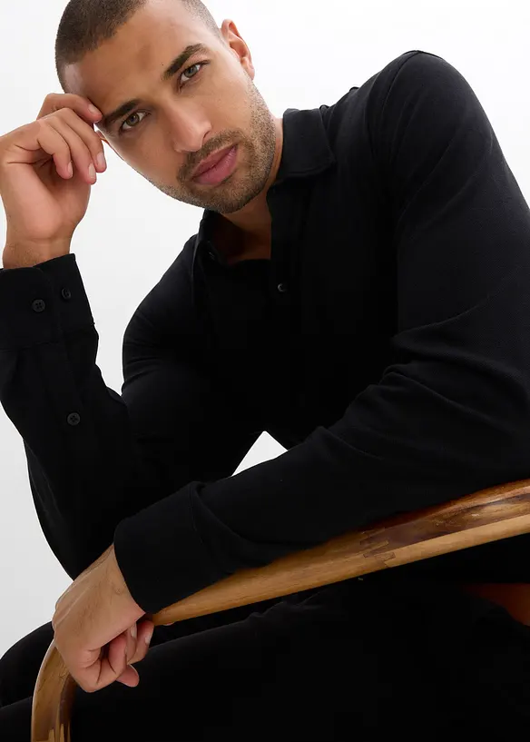 Chemise en piqué de coton ultra-extensible, slim, bonprix