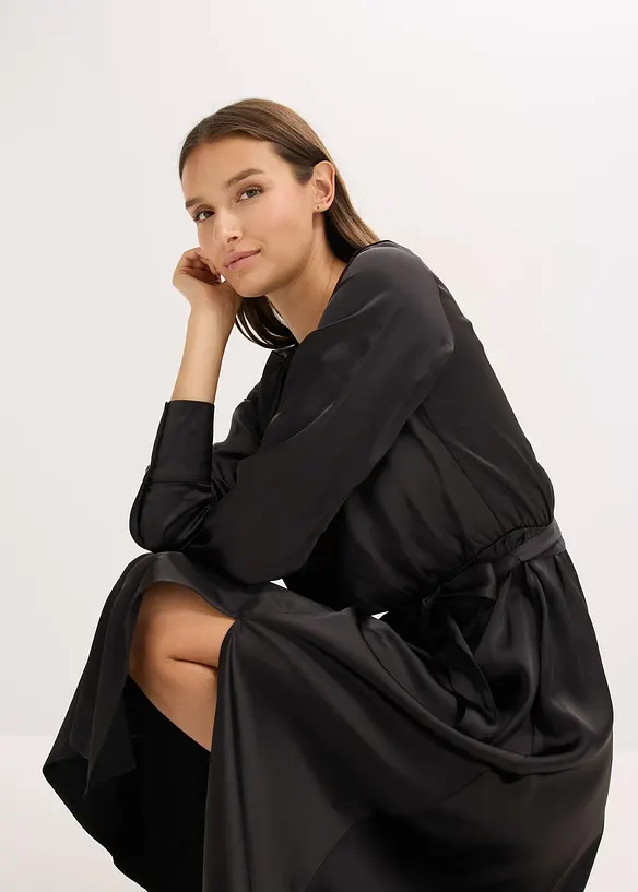 Robe midi en satin brillant, bonprix