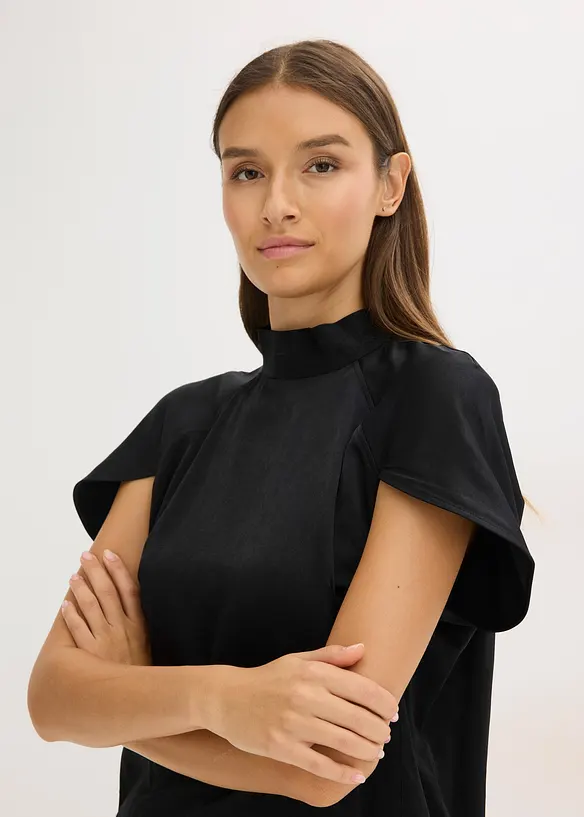 Blouse élégante à manches courtes en satin brillant, bonprix