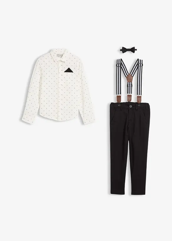 Chemise, pantalon avec bretelles, nœud papillon (ens. 4 pces), bonprix