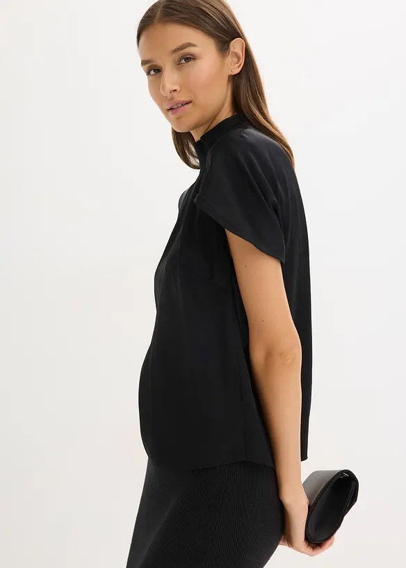 Blouse élégante à manches courtes en satin brillant, bonprix