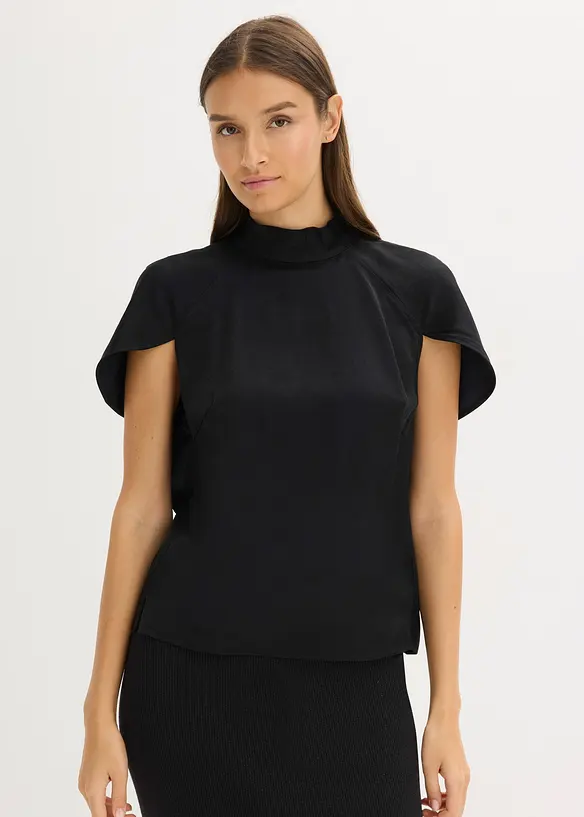 Blouse élégante à manches courtes en satin brillant, bonprix