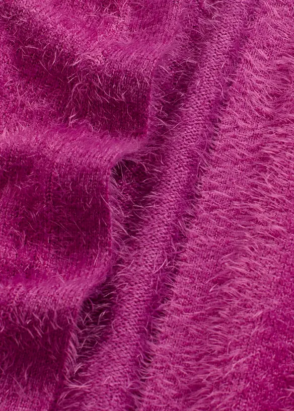 Gilet long en maille duveteux, bonprix