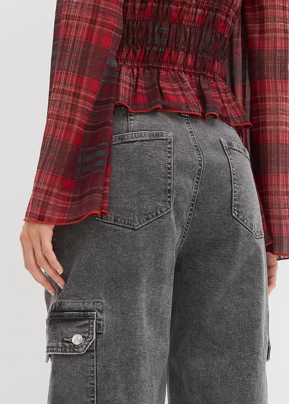 Pantalon cargo taille haute, bonprix