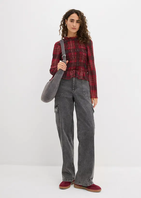 Pantalon cargo taille haute, bonprix