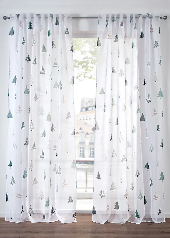 Voilage à imprimé sapins (1 pce), bonprix