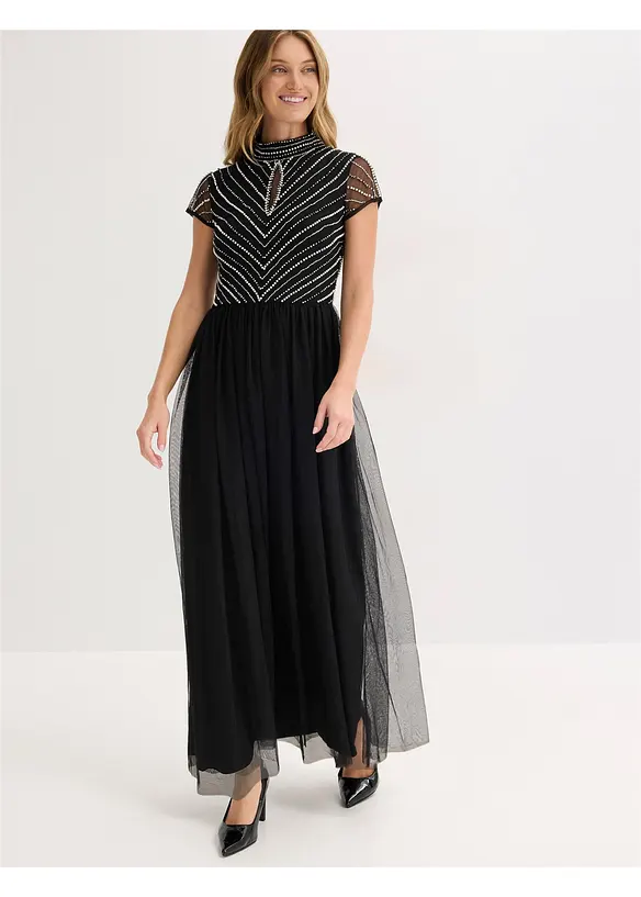 Robe longue avec haut brodé de perles, bonprix