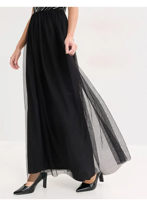 Robe longue avec haut brodé de perles, bonprix