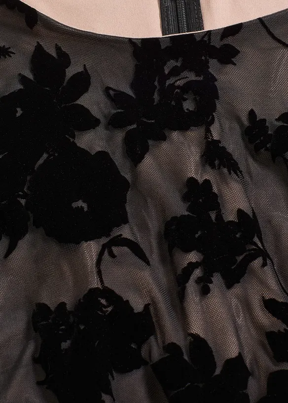 Robe courte en mesh à imprimé floqué, bonprix