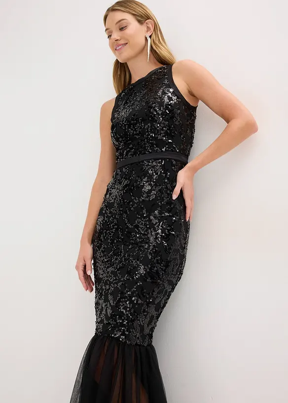 Robe à sequins et base volantée, bonprix