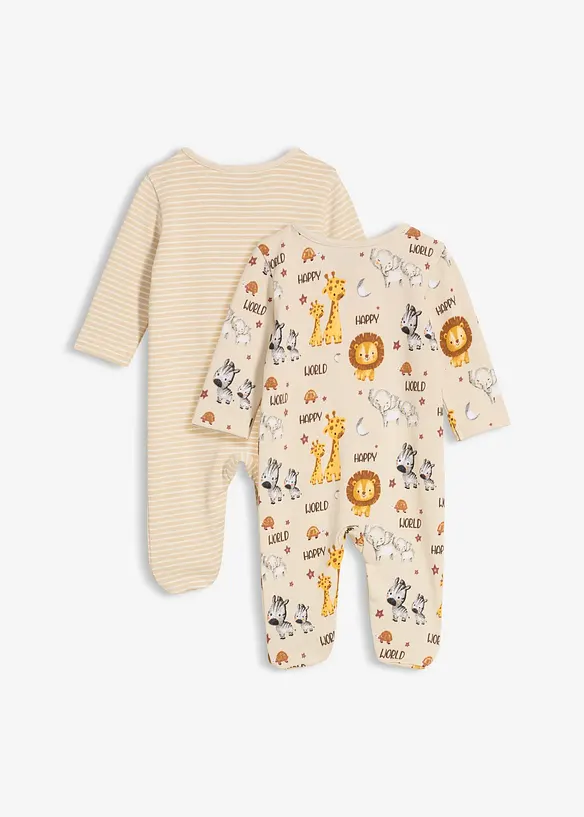 Lot de 2 combipyjamas bébé 100% coton, bonprix