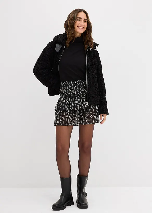 Jupe étagée en crépon texturé, bonprix