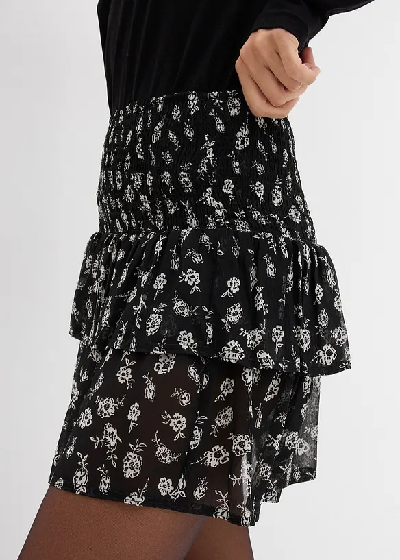 Jupe étagée en crépon texturé, bonprix