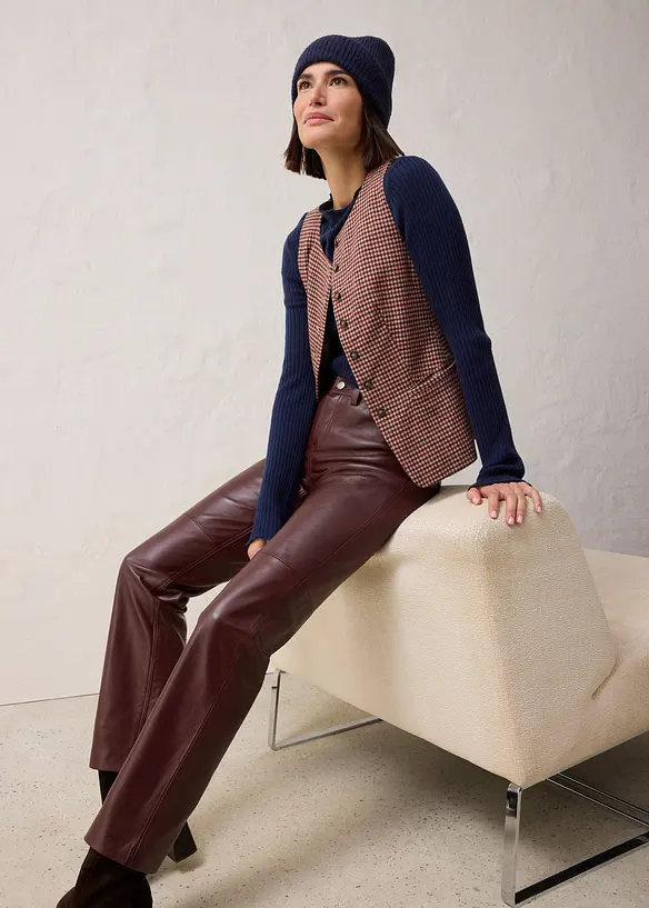 Pantalon en cuir d’agneau nappa, bonprix