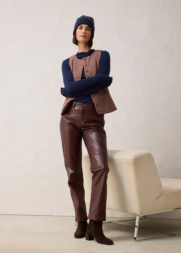 Pantalon en cuir d’agneau nappa, bonprix